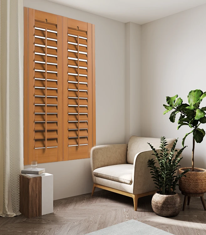 YMTC real wooden plantation shutters