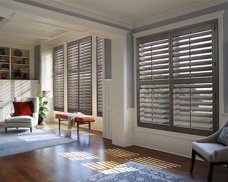 White plantation shutters foo window shading Brushed crafted