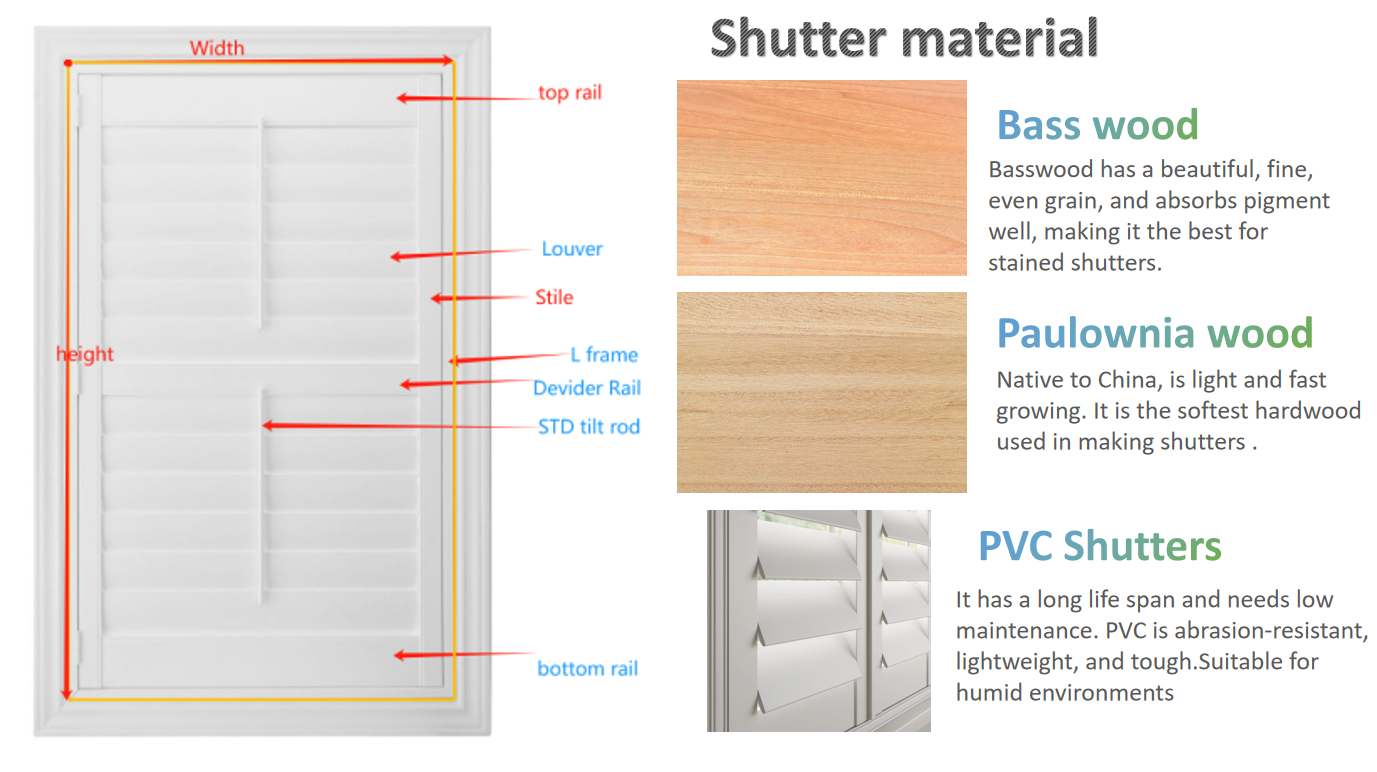 Pink Color Paulownia Wooden Plantation Shutter