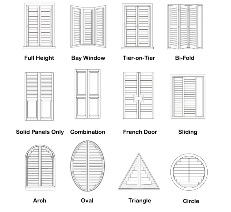 Indoor Adjustable Custom Solid wood louvers Wooden Plantation Shutters Home Decor