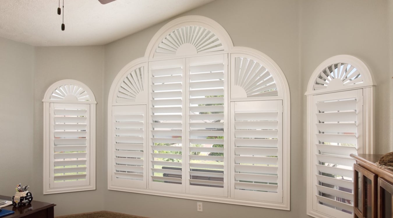 White plantation shutters for window shading Brushed crafted