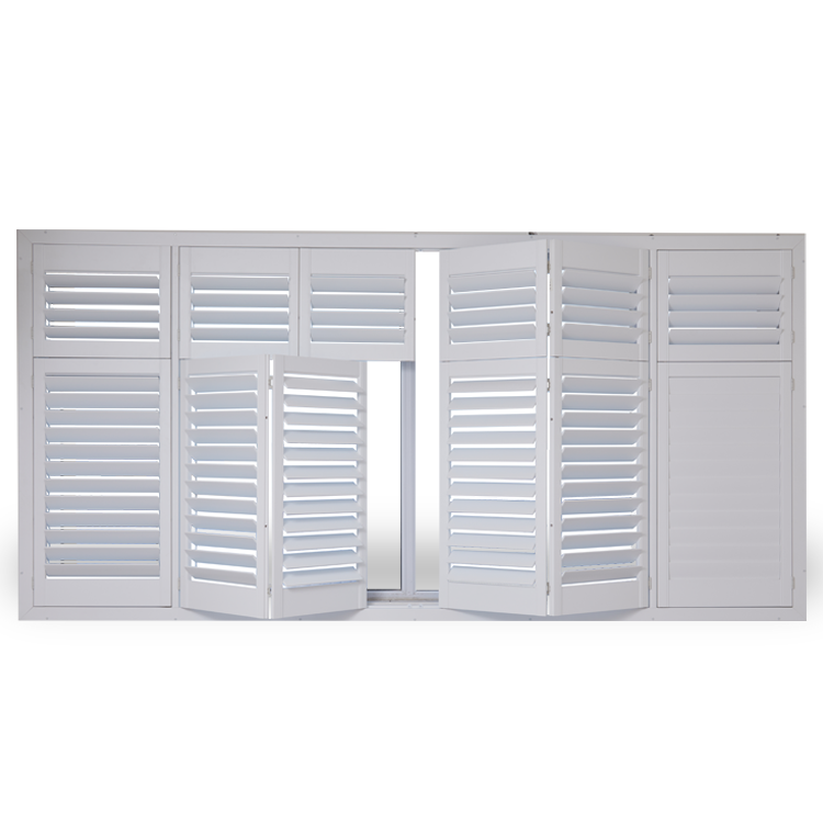 White plantation shutters for window shading Brushed crafted