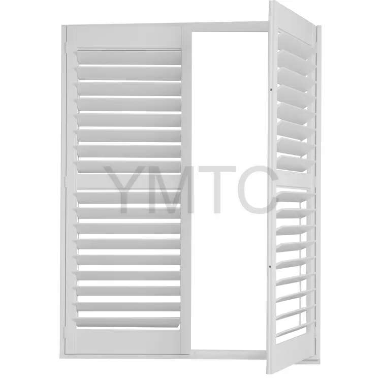 White plantation shutters for window shading Brushed crafted