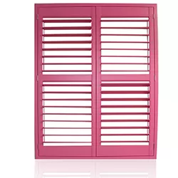 Pink Color Interior Window Covering Paulownia Wooden Plantation Shutter