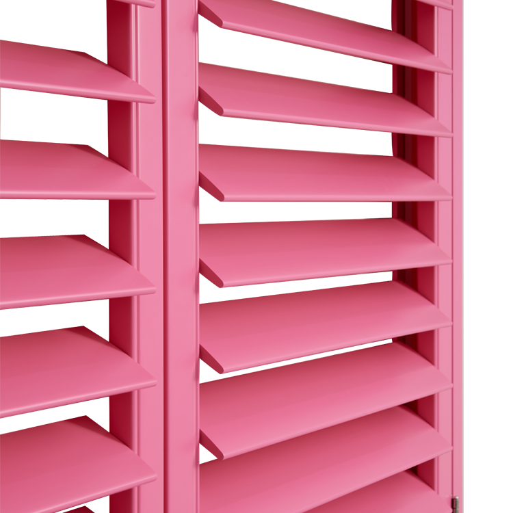 Pink Color Interior Window Covering Paulownia Wooden Plantation Shutter