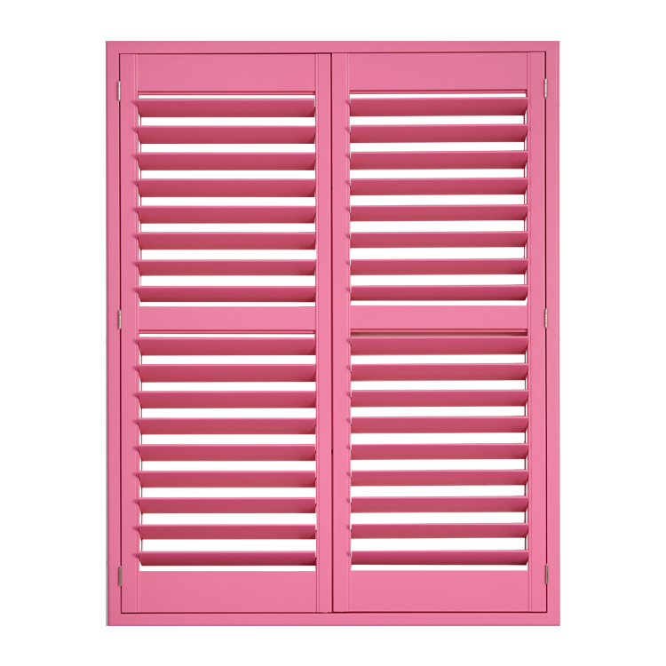 Pink Color Interior Window Covering Paulownia Wooden Plantation Shutter